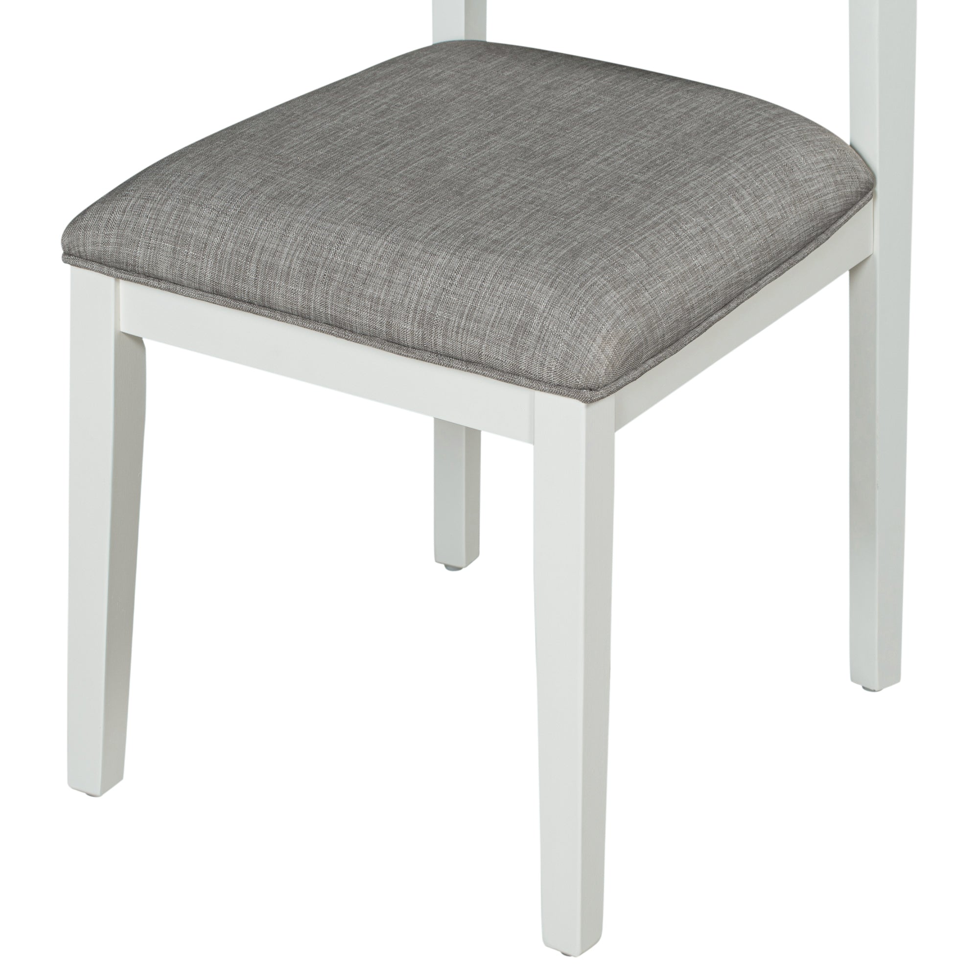 TREXM Classic and Traditional Style 6 - Piece Dining Set, Includes Dining Table  4 Upholstered Chairs &amp; Bench (White+Gray)