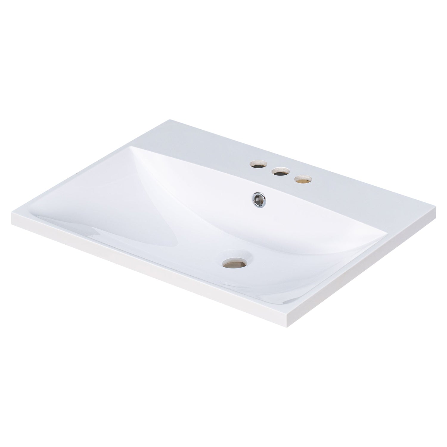 24" Bathroom Vanity Top Only White Basin 3-Faucet Holes  4" Faucet Available Ceramic