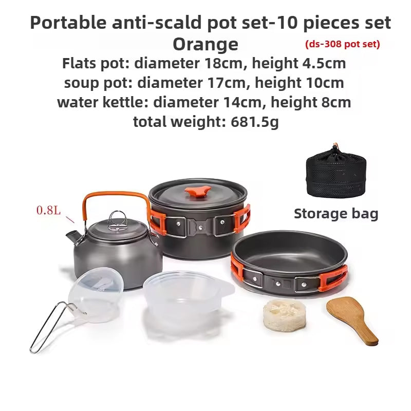 1-3 Person Camping Cookware Set: Light, Portable Pot &amp; Pan in Carrying Bag, Ideal for Outdoor Trips