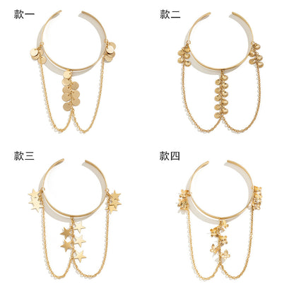 Ethnic style, personalized metal iron chain, arm chain, niche, simple, open-ended arm bracelet, arm ring, female