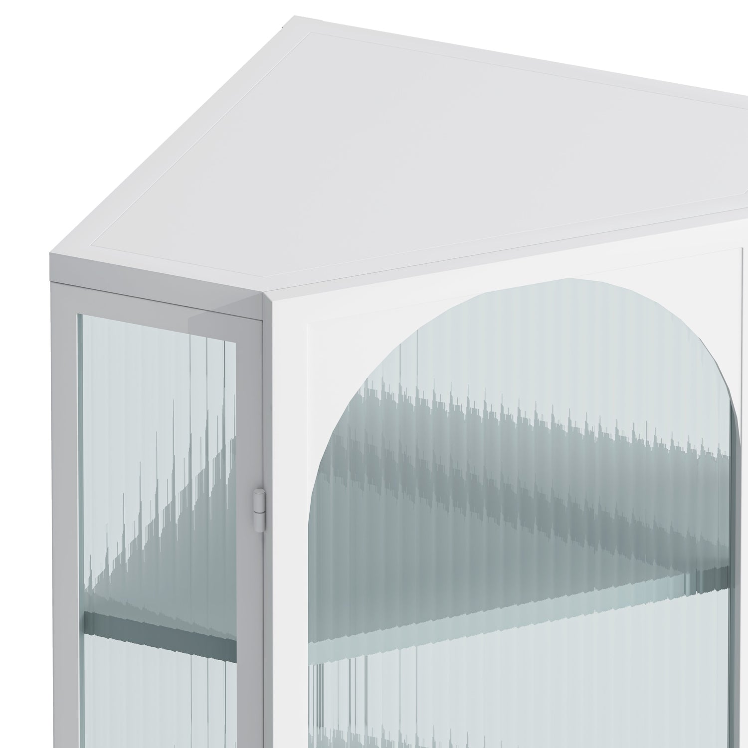 Glass Door Wall Mounted Corner Cabinet with Featuring Four-tier Storage  White