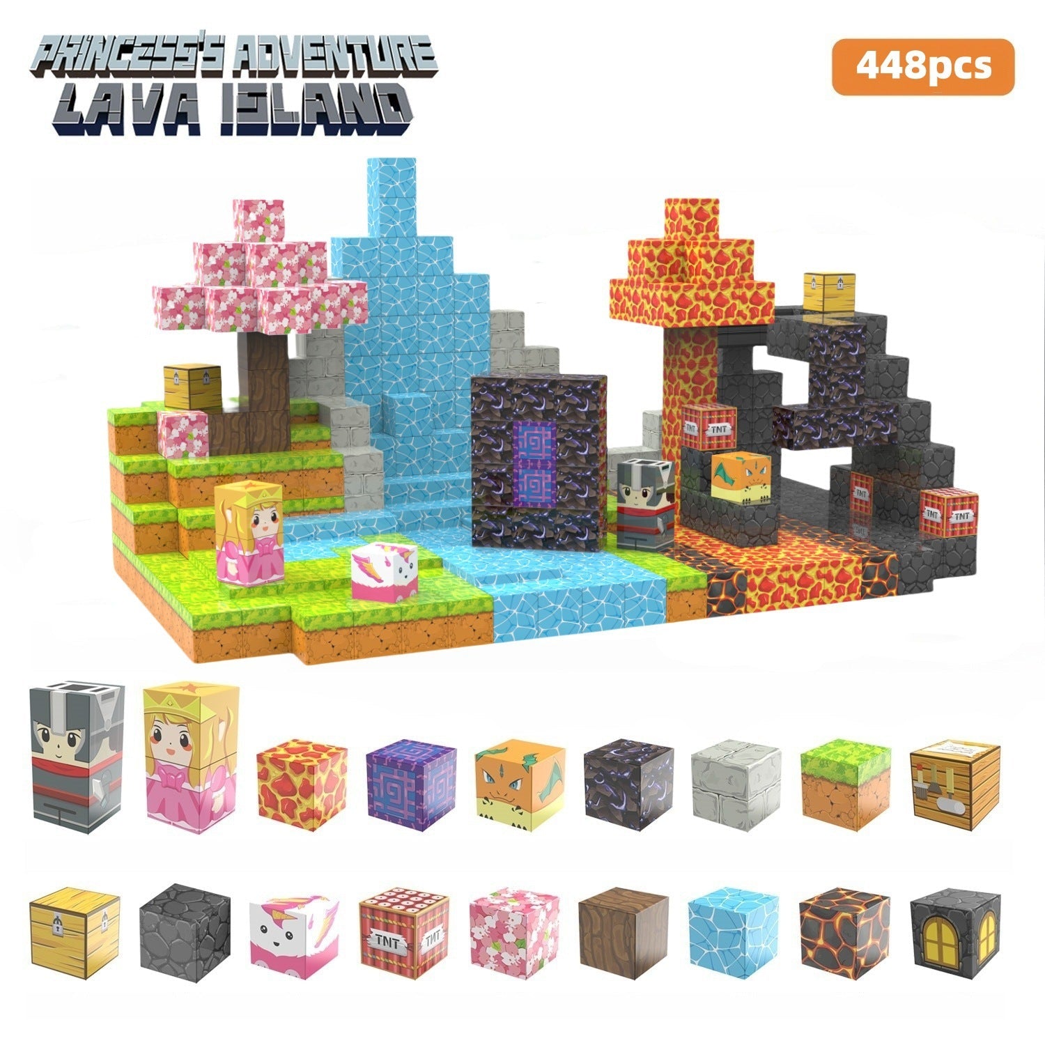 My Building World Magnetic Cube DIY Cherry Blossom Mountain Children&