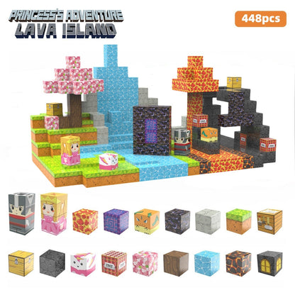 My Building World Magnetic Cube DIY Cherry Blossom Mountain Children&