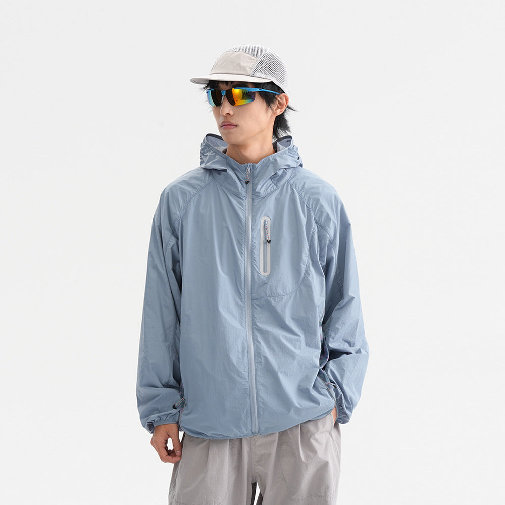 Camouflage Spliced Thin Hooded Sun Protection Clothing Men&