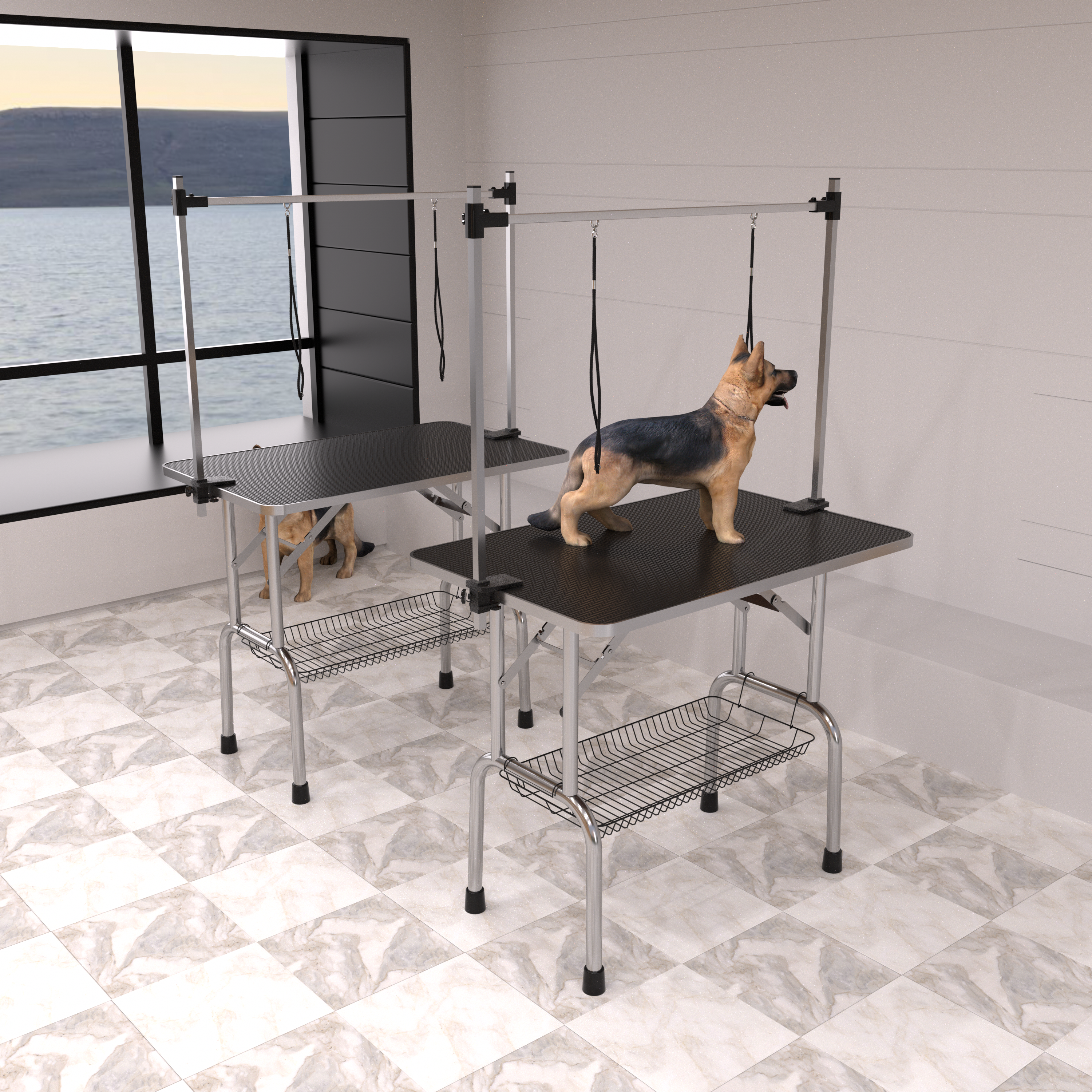 36" Professional Dog Pet Grooming Table Adjustable Heavy Duty Portable w/Arm &amp; Noose &amp; Mesh Tray
