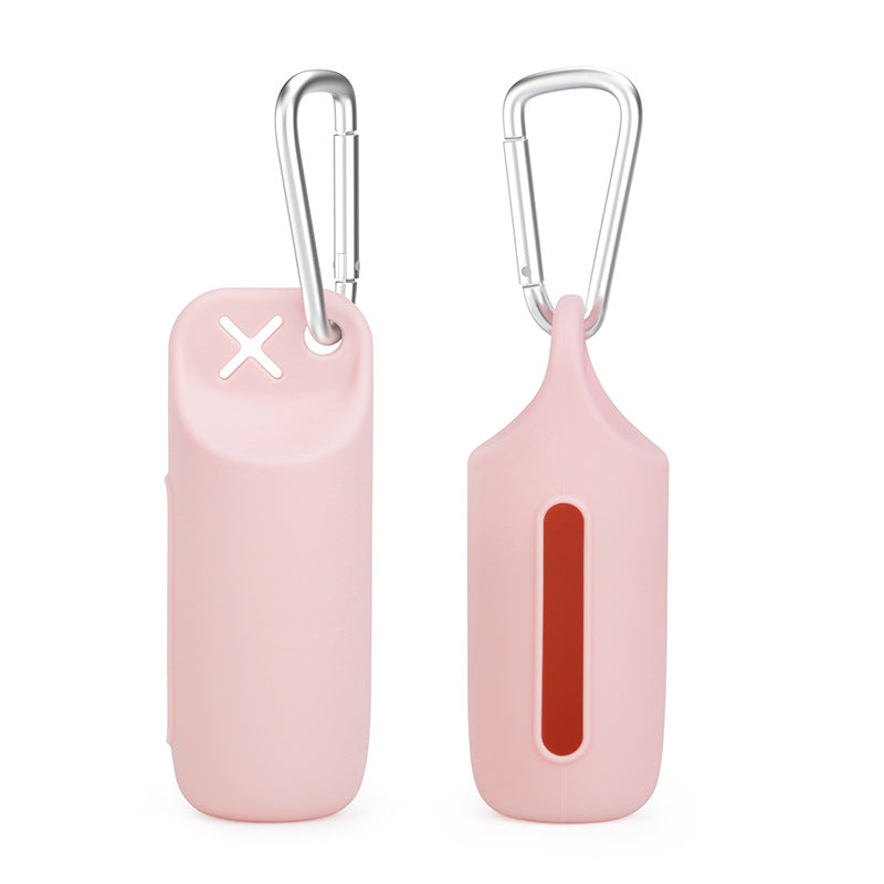 Silicone dog poop bag holder with dispenser, portable, hanging ring &amp; storage case
