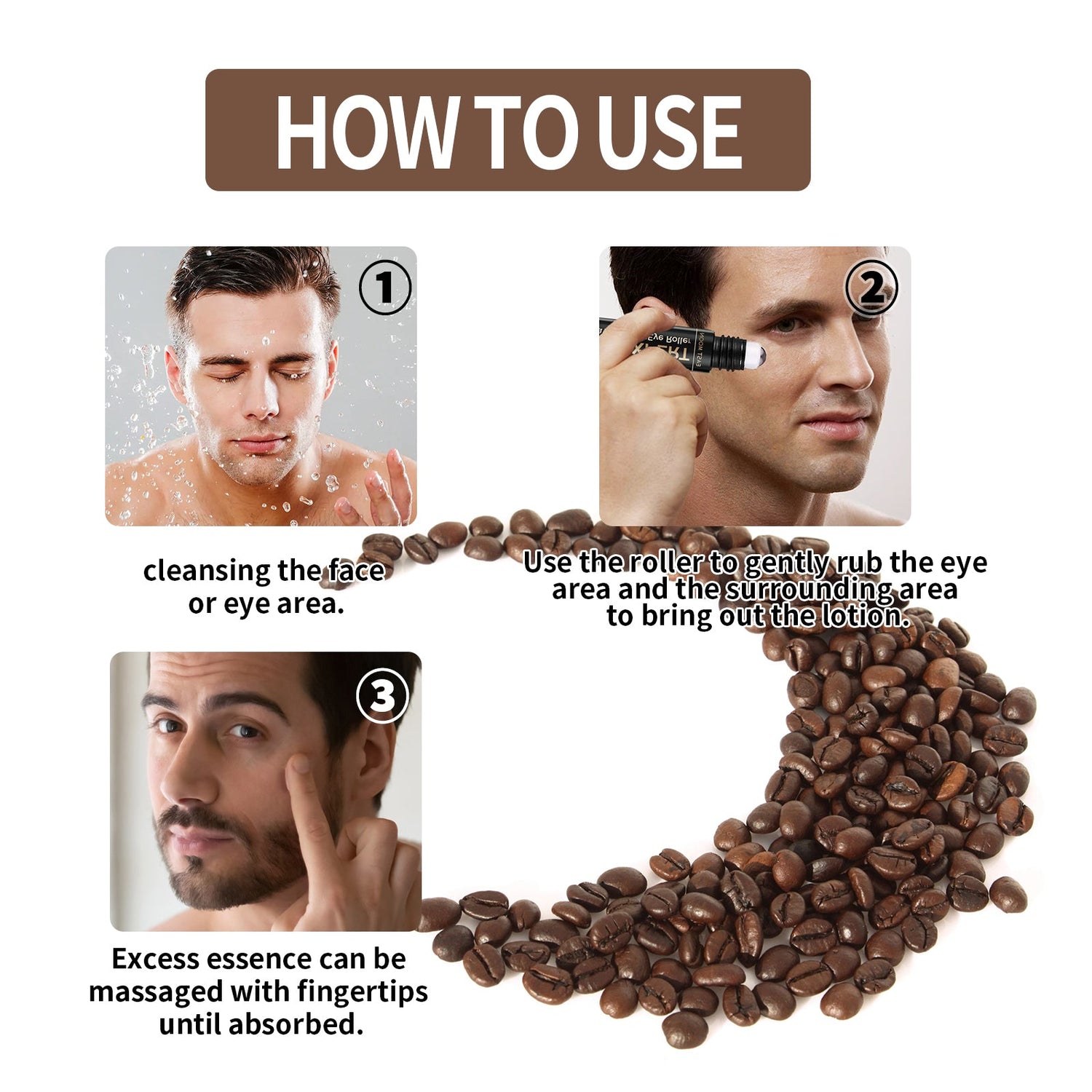Hydrating Eye Roller For Men, Firming Lift Reduces Fine Lines, Dark Circles And Bags Under The Eyes