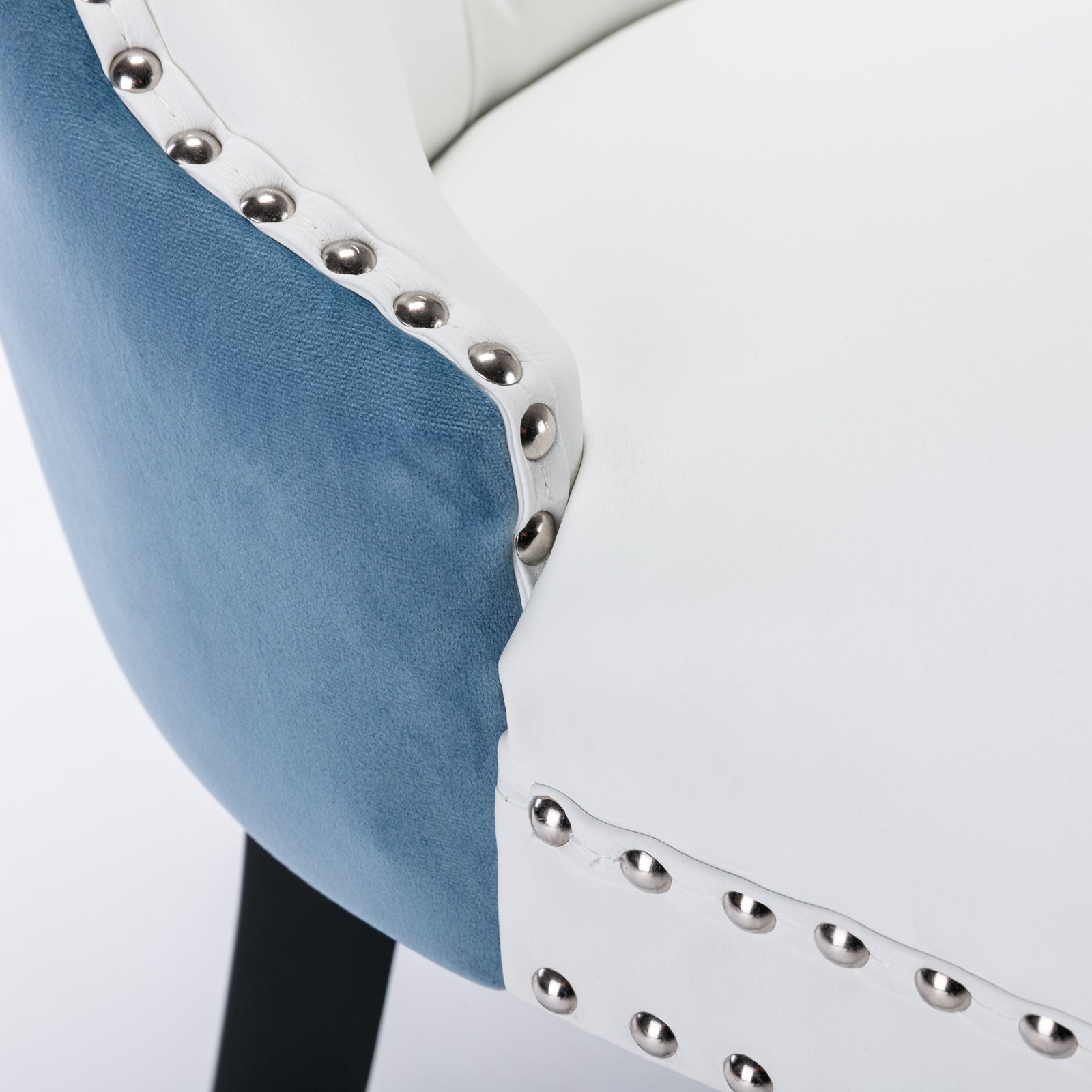 A&amp;A Furniture Nikki Collection Modern High-end Tufted Solid Wood Contemporary PU 2-Pcs Set White+Light Blue