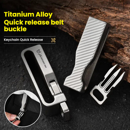 Titanium Waist Belt Buckle &amp; Keychain. Portable EDC Outdoor Tool