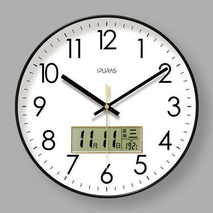 2025 New 10/12/14 - inch Electronic Calendar Wall Clock. Monitors temp &amp; humidity. Dual - display. Mute. Quartz movement.