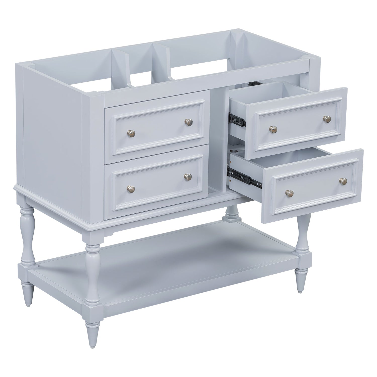 36" Bathroom Vanity Cabinet without Sink Standing Vanity Set with 4 Drawers&amp; Soft Closing Doors Blue (NOT INCLUDE BASIN SINK)