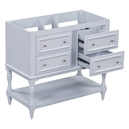 36" Bathroom Vanity Cabinet without Sink Standing Vanity Set with 4 Drawers&amp; Soft Closing Doors Blue (NOT INCLUDE BASIN SINK)