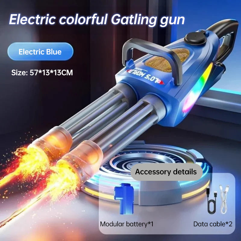 Electric LED Rotating Gatling Water Gun - Auto-Spray Blaster for Kids &amp; Adults (Summer Pool Toy)