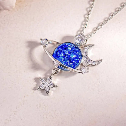 Starry Sky Global Moon Star Set Zircon Necklace Women&