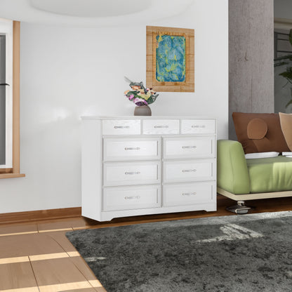 Bedroom dresser 9 drawer long dresser with antique handles wood chest of drawers for kids room 47.56&