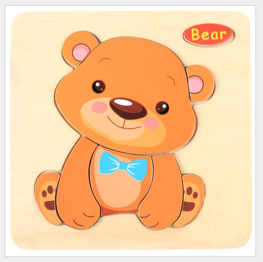 3D Puzzle Wooden Toys For Children Cartoon Animal Vehicle Wood Jigsaw Kids Baby Early Educational Learning Toy 