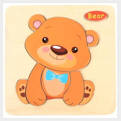 3D Puzzle Wooden Toys For Children Cartoon Animal Vehicle Wood Jigsaw Kids Baby Early Educational Learning Toy 