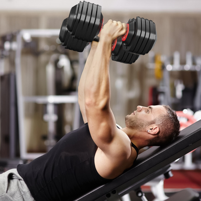 Adjustable dumbbell set, male and female 10 in 1 free dumbbell black rotating handle for quick adjustment (10 gears/55 pounds)