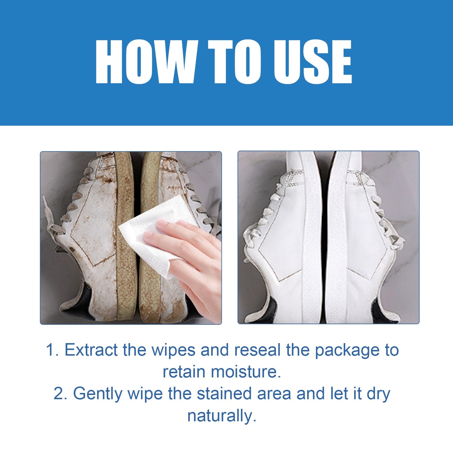 Small White Shoe Cleaning Wipes, Sports Shoes Wash Free Decontamination One Wipe White Portable Cleaning Wipes