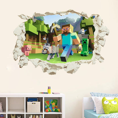 Minecraft run away My World Wall Stickers Living Room Children&