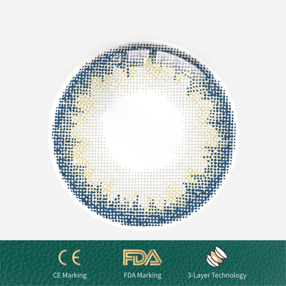 1Pcs FDA Certificate Eyes Beautiful Pupil Colorful Girl Cosplay Contact Lenses Blue(0-600°）