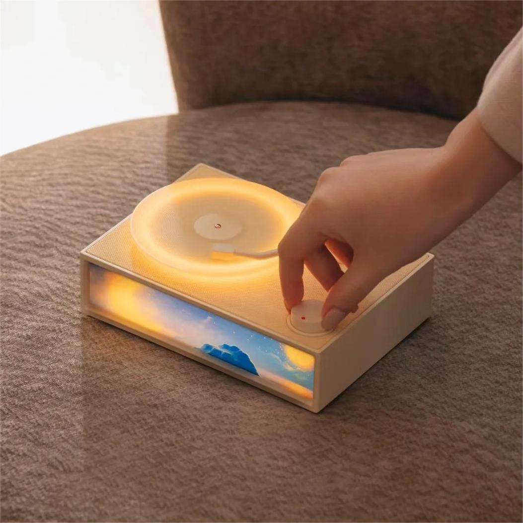 Wireless Bluetooth Speaker Aroma Diffuser Ambient Light Mini Speaker Retro Vinyl Record Player Home High-Quality Sound Gift X19