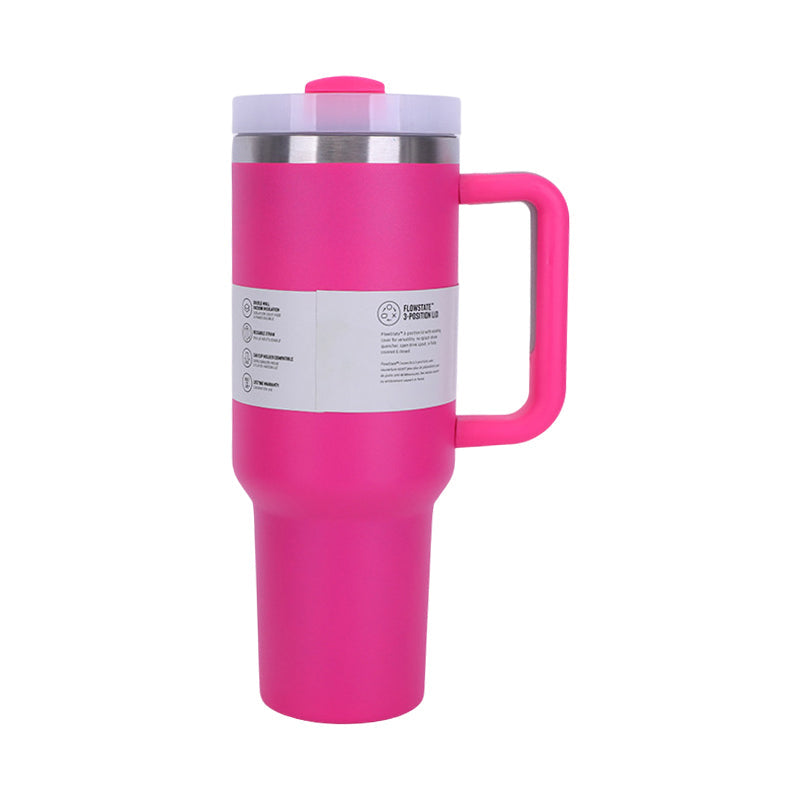 40 oz Insulated Tumbler with Straw, Handle &amp; Lid – Stainless Steel, Hot &amp; Cold Drinks, Fits Car Cup Holders