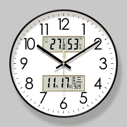 2025 New 10/12/14 - inch Electronic Calendar Wall Clock. Monitors temp &amp; humidity. Dual - display. Mute. Quartz movement.