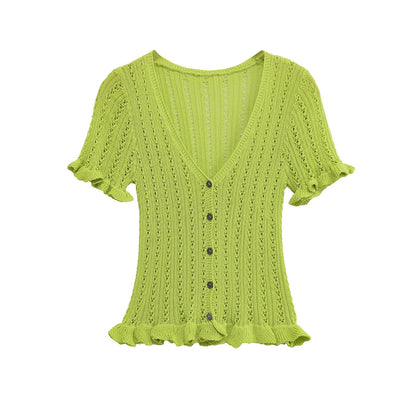 Spring New  Style Round Neck Solid Color Loose Knit Sweater for Women