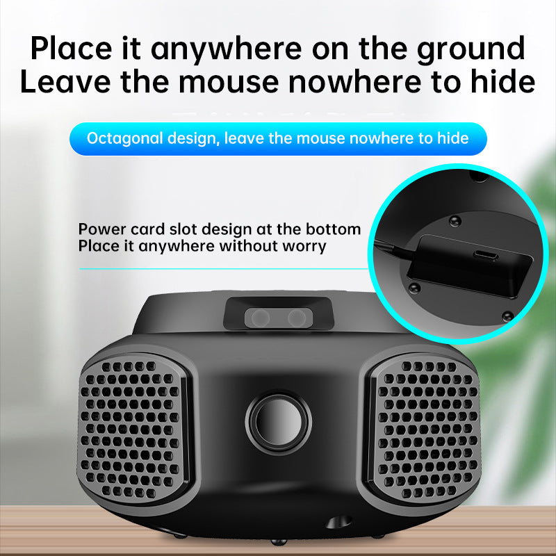 4-in-1 ultrasonic rodent repellent, 360° electronic rat repellent, repels indoor flies, cockroaches &amp; mosquitoes.