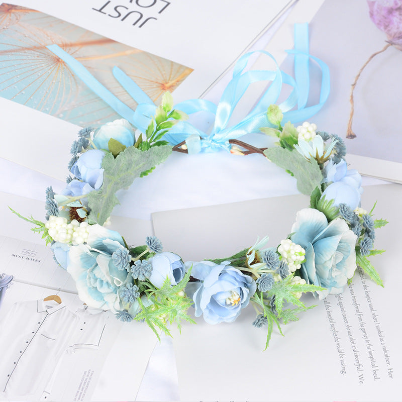 Bridal Fairy Flower Wreath Fabric Flower Starry Sky Headwear Children&