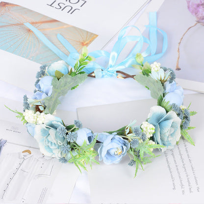Bridal Fairy Flower Wreath Fabric Flower Starry Sky Headwear Children&