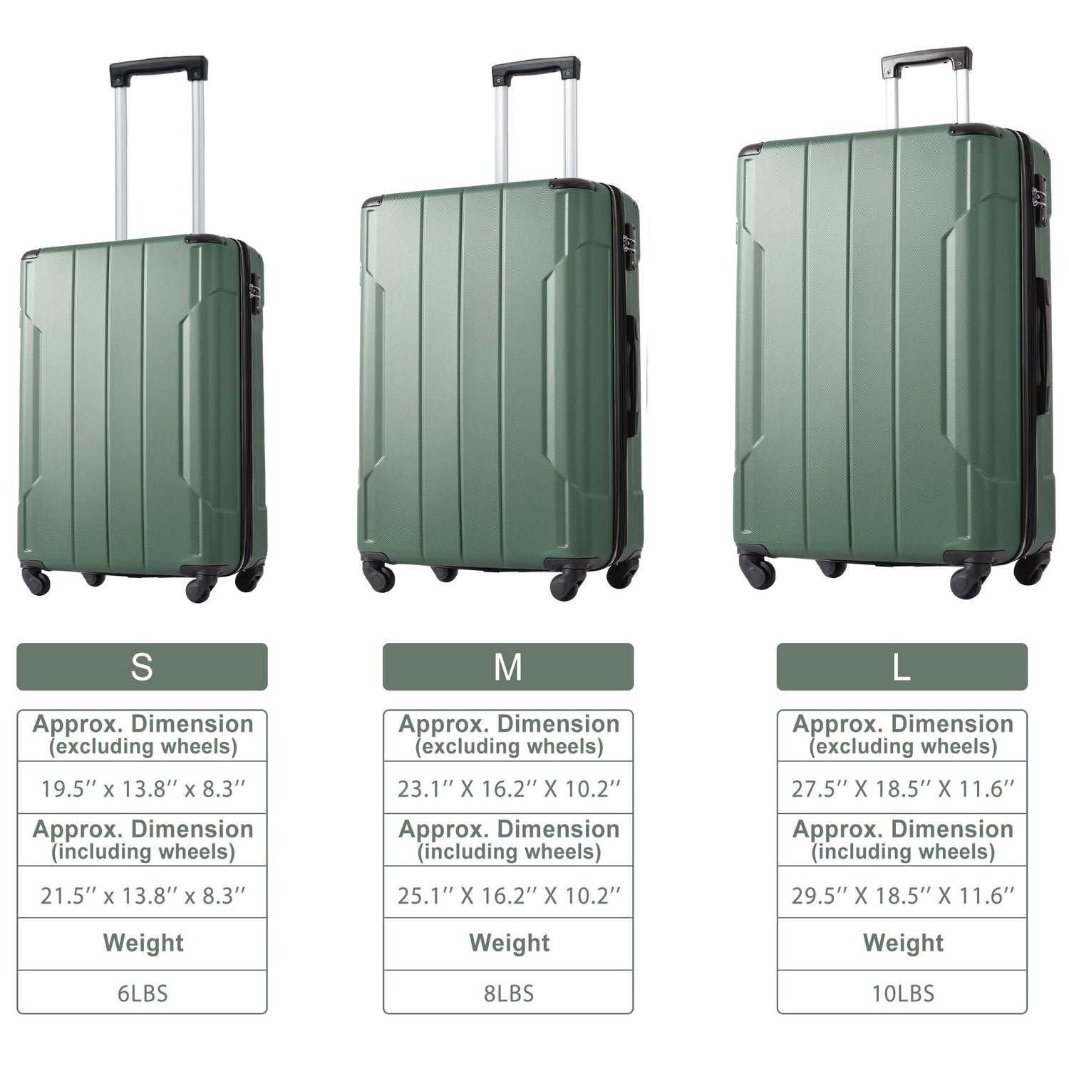 Hardshell Luggage Spinner Suitcase with TSA Lock Lightweight Expandable 24&