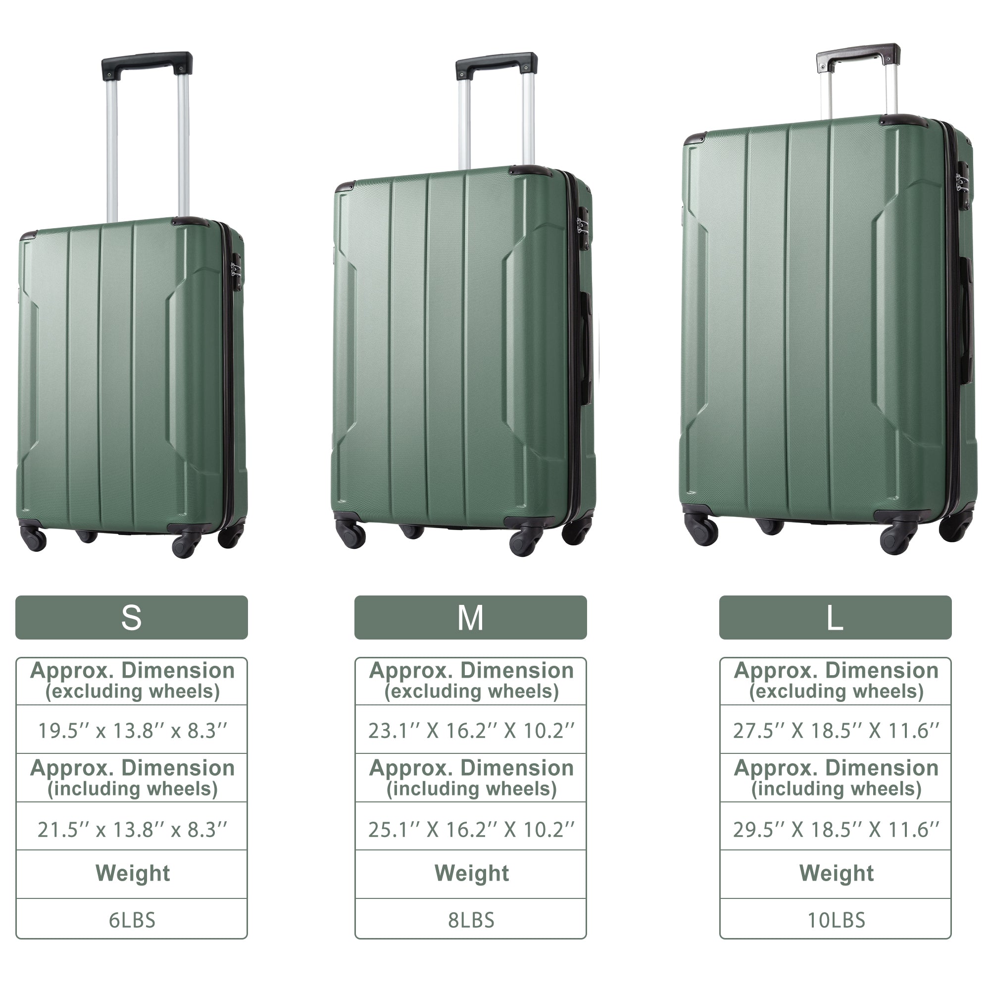 Hardshell Luggage Spinner Suitcase with TSA Lock Lightweight Expandable 24&