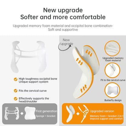 Memory Foam Travel Pillow for Plane, Train &amp; Car - Neck Support Cushion with Washable Cover, Ideal for Sleeping
