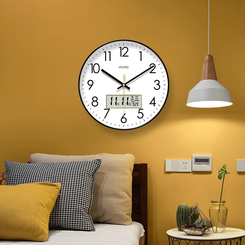 2025 New 10/12/14 - inch Electronic Calendar Wall Clock. Monitors temp &amp; humidity. Dual - display. Mute. Quartz movement.
