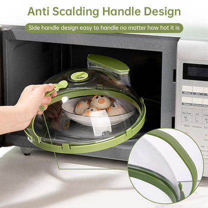News Food Microwave Cover, Clear, with Water Steamer &amp; Handle, 10 Inch, for Plate, Kitchen Gadget