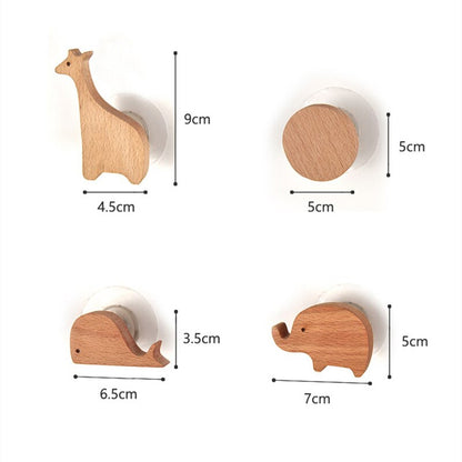 Nordic Indoor Wooden Solid Wood Hemp Rope Animal Tissue Holder Children&