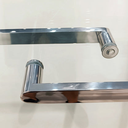 56-60 "wide x 75" high frameless double sliding shower door, 304 stainless steel chrome plated, 8mm thick SGCC tempered transpar