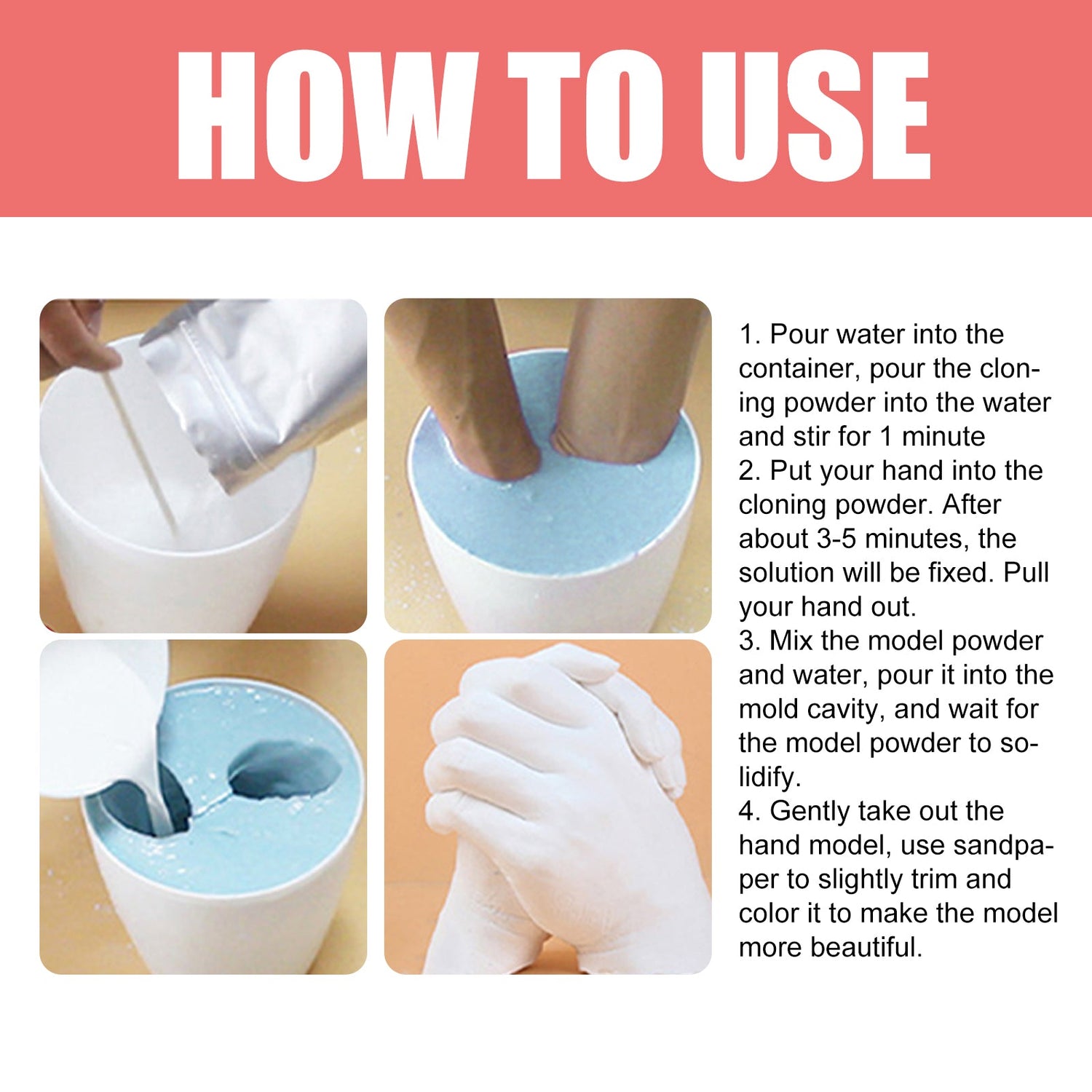 Hand Casting Kit, Three-Dimensional Hand Model Plaster Clone Model Homemade Commemorative Gift Crafts