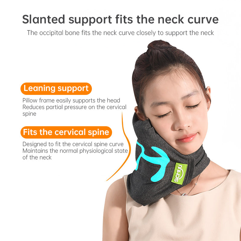 Memory Foam Travel Pillow for Plane, Train &amp; Car - Neck Support Cushion with Washable Cover, Ideal for Sleeping
