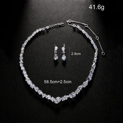 Simple necklace earring set bride&