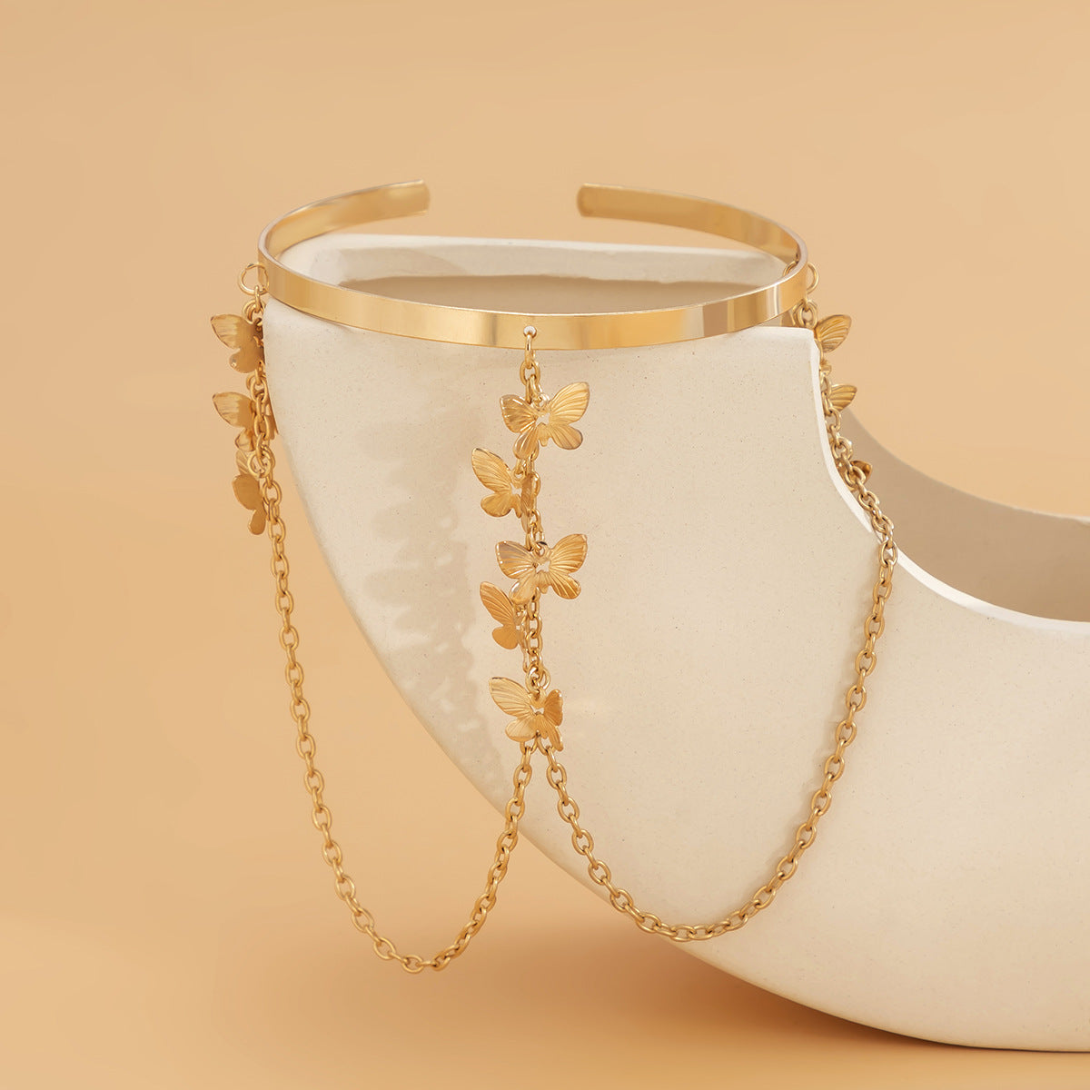 Ethnic style, personalized metal iron chain, arm chain, niche, simple, open-ended arm bracelet, arm ring, female