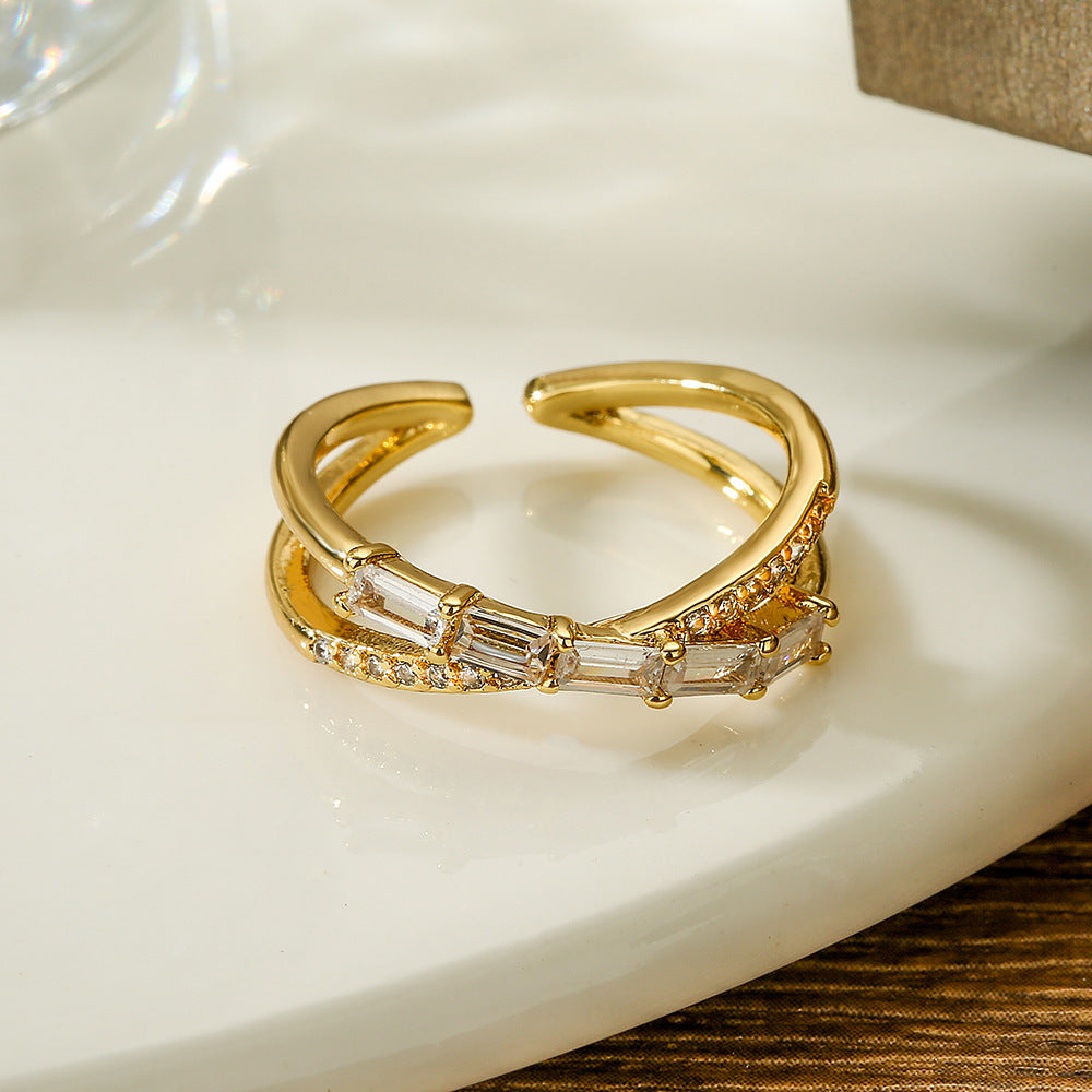 Geometric Open Ring Women&