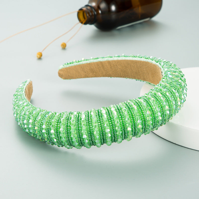 Hair Hoop Hand-woven Beaded Head Hoop Female Baroque Sponge Hair Bundle Korean Face Wash Hair Accessories