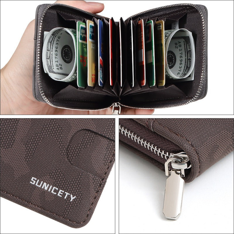 RFID Zipper Large Capacity Certificate Credit Multi Card Man&
