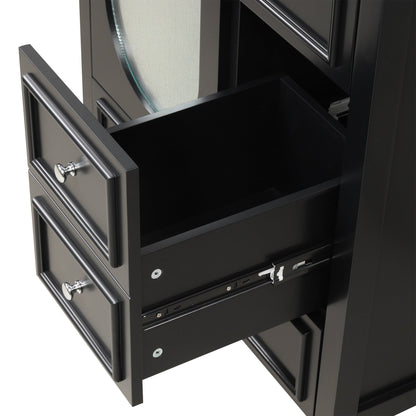 30" Bathroom Vanity with Sink, Bathroom Vanity Cabinet with Three Drawers and Door, Solid Wood and MDF, Black