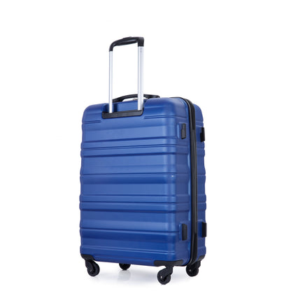 3 Piece Luggage Sets PC Lightweight &amp; Durable Expandable Suitcase with Two Hooks, Spinner Wheels, TSA Lock, (21/25/29) Dark Blue
