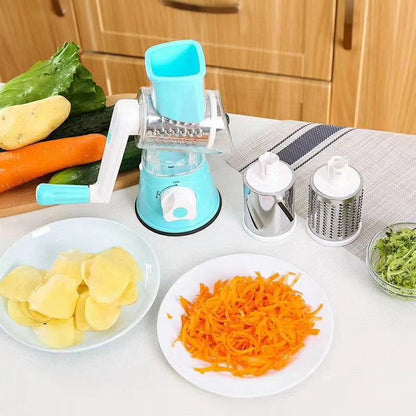 5-in-1 Cheese Grater: Gourmet, Rotary with Hand Crank, 10 Blades (3 Blades-C), for Cheese &amp; Vegetable Slicing.