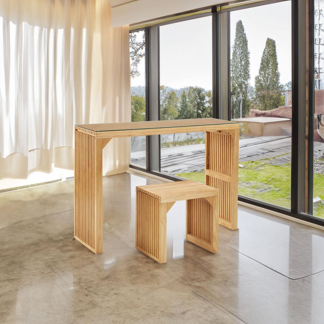 Pine Dining Bench and Table, Indoor Wood Bench for Entryway,Living Room,Kitchen and Bench Set (Nature, Bench &amp; Table) Small